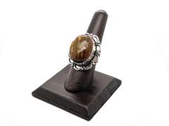 Oval Tiger's Eye & Hematite in Tibetan Silver Energy Ring