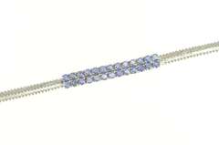 18K White Gold 4.00 Ctw Sapphire Squared Cluster Statement Bracelet