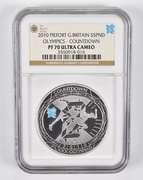 PF70 UCAM 2010 Great Britain 5 Pounds Silver Olympics Piefort NGC