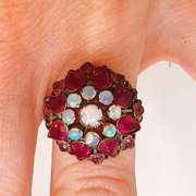 Unique 18kt Gold, Opal, & Ruby Cocktail Ring