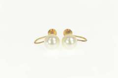 14K Yellow Gold 1950's Pearl Classic Simple Screw Back Earrings