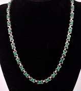Elegant 15.01CTW Emerald and 1.88CTW Diamond Necklace in Sterling Silver