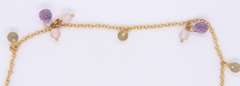 Nice 18kt Yellow Gold Amethyst and Quartz Anklet