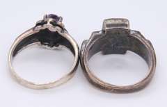 Vintage Sterling Silver Lot of 2 Gemstone Rings
