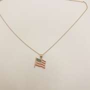 14kt Solid Yellow Gold American Flag Necklace