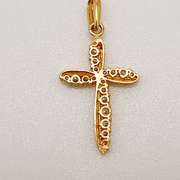 14kt Solid Yellow Gold & Diamond Cross Pendant