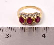 Radiant Ruby and Diamond Ring in 14K Yellow Gold