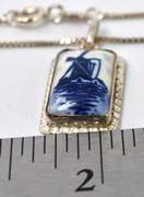 Vintage Delft Necklace And Pin In Sterling Silver