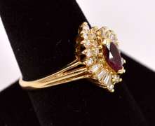 Immaculate Ruby and Diamond Ring in 14K Yellow Gold