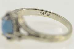 14K White Gold Oval Syn. Star Sapphire Vine Leaf Bypass Ring