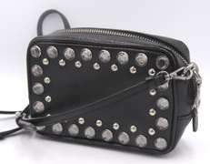 Prada Saffiano Studded Mini Zip Crossbody Bag