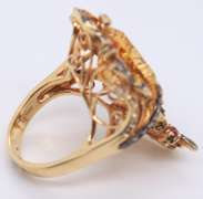 LeVian Yellow Gold Triangle Citrine and Diamond Cocktail Ring