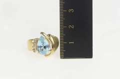 14K Yellow Gold 3.65 Ctw Pear Blue Topaz Diamond Accent Ring