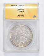 AU55 1886 Morgan Silver Dollar - Graded ANACS VAM 1