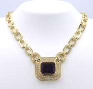 Unconvetional 18kt Amethyst and Retro Diamond Necklace