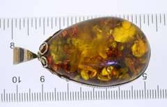 Sterling Silver Large Amber Color Pendant