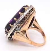 Vintage 14kt RG Heart Shaped Amethyst & Diamond Ring