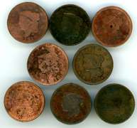 Group of 8 Low End Large Cents