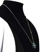 Sterling Silver Necklace And Earrings Set W/ Manmade Blue Stones