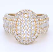 Masterpiece 7cts Diamond Cluster Yellow Gold Ring