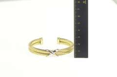 14K Yellow Gold David Yurman Double Cable Cuff Two Tone Bracelet