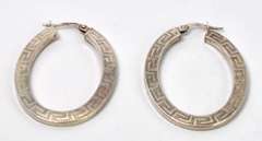 Sterling Silver Elongated Hoop Earrings
