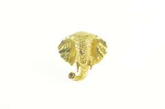 18K Yellow Gold Elephant Head Ornate 3D Animal Lapel Pin/Brooch
