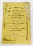 Rare 1877 Constitutional Amendment for Intoxicating Liquors