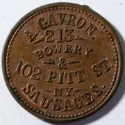 A Gavron NY City Sausages Civil War Store Card