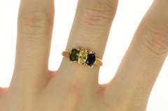 10K Yellow Gold 1.48 Ctw Yellow Blue & Green Sapphire Ring