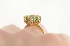 14K Yellow Gold 1960's Retro Pearl Turquoise Square Cluster Ring