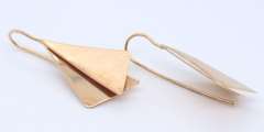 Cute Yellow Gold Double Triangle Dangle Earrings