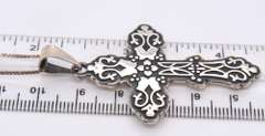 Vintage Sterling Silver Mexico Signed Cross Pendant on Chain