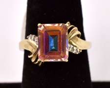 Tasteful Mystic Topaz and Diamond Ring in Yellow Gold