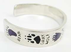 Solid Sterling Gemstone Animal Cuff Bracelet