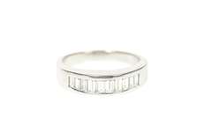 14K White Gold 0.80 Ctw Baguette Diamond D VS1 Wedding Band Ring