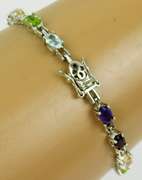 Sterling Multi-Colored Gemstone Bracelet