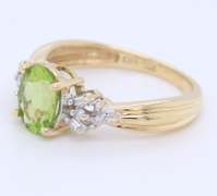Charming Yellow Gold Peridot and Diamond Ring