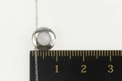 14K White Gold Opal Inset Bezel Classic Cable Chain Link Necklace