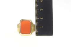 10K Yellow Gold Squared Retro Carnelian Men's Statement Ring