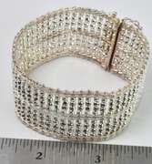 Wide Silver-Beaded Bracelet
