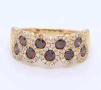 Pleasing Yellow Gold Diamond Wave Ring