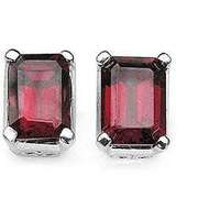 3.76 CT GARNET 925 STERLING SILVER EARRINGS STUD
