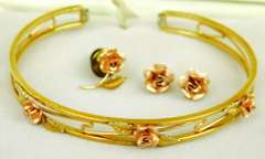 Vintage 2-Tone Gold Filled Krementz Jewelry Set