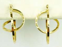 10K Diamond Cut Double Hoop Earrings