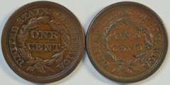 Pair of XF/AU Braided Hair Large Cents from 1851 & 1856. Nice