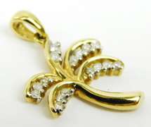 Vintage 14K Diamond Palm Tree Pendant