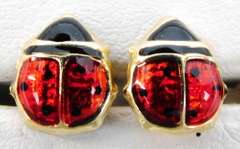 14K Enameled Lady Bug Stud Earrings