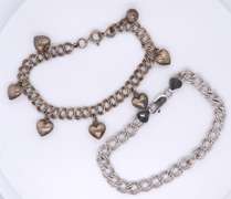 Lot of 2 Vintage Italian Sterling Silver Charm Bracelets