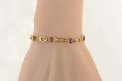 18K Yellow Gold 4.94 Ctw Ruby Diamond Honeycomb Tennis Bracelet